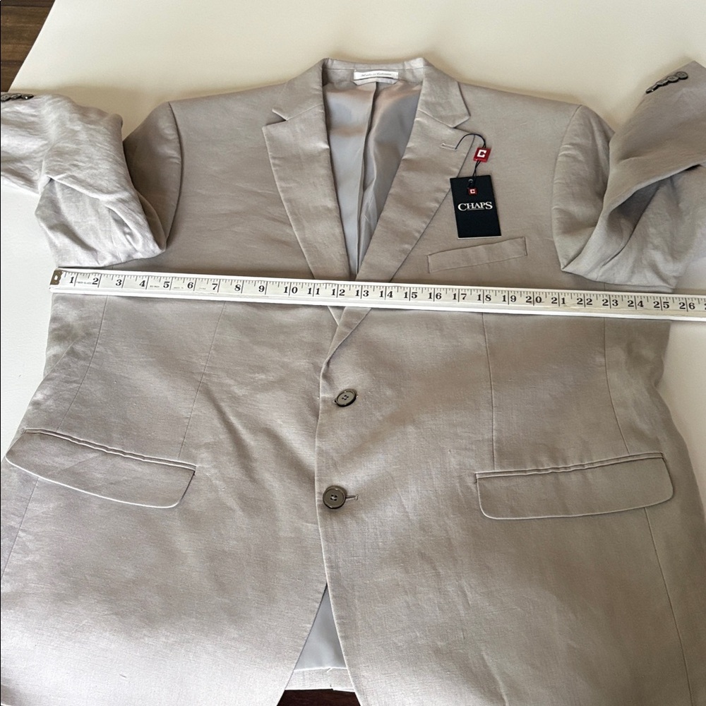 NWT Chaps Linen Blazer in Natural Two Button Lined Wedding Guest Preppy Size 48R - Picture 7 of 10